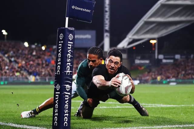 Nehe Milner-Skudder scored two tries as the All Blacks ran riot in Albany. Picture: Hannah Peters/Getty Images