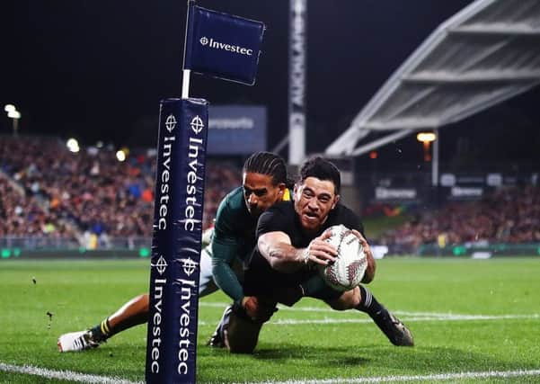 Nehe Milner-Skudder scored two tries as the All Blacks ran riot in Albany. Picture: Hannah Peters/Getty Images