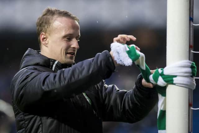 Celtic's Leigh Griffiths plans the scarf celebration against Rangers. Picture: SNS/Craig Williamson