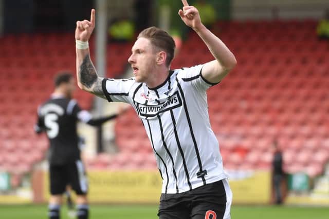 Dunfermline's Declan McManus celebrates putting the Pars ahead. Picture: SNS/Sammy Turner