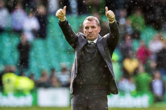 Celtic manager Brendan Rodgers salutes the fans. Picture: SNS/Craig Williamson