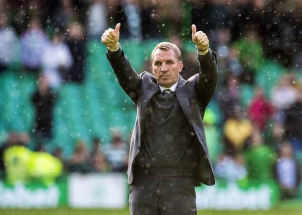 Celtic manager Brendan Rodgers salutes the fans. Picture: SNS/Craig Williamson