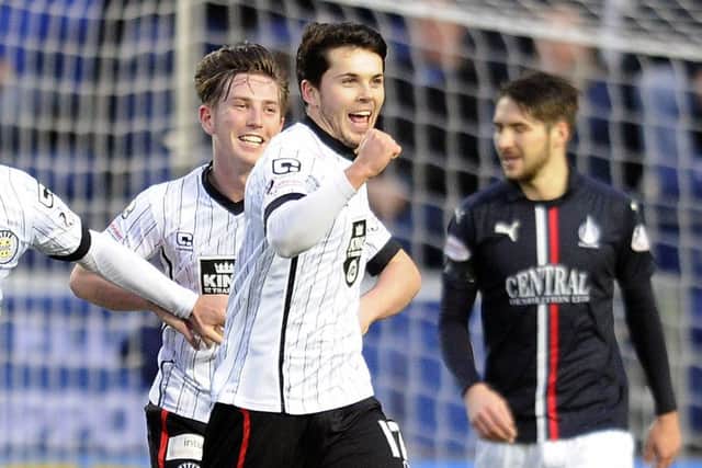 Lewis Morgan celebrates scoring for St Mirren. Picture: Michael Gillen