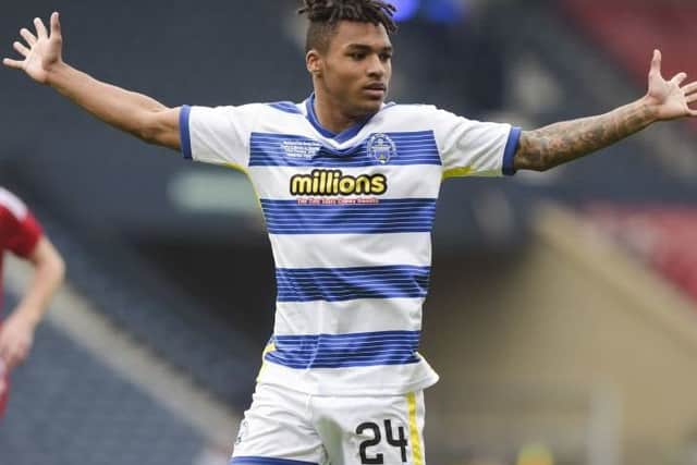 Jai Quitongo scored a sublime winner for Morton against Queen of the South. Picture: SNS Group