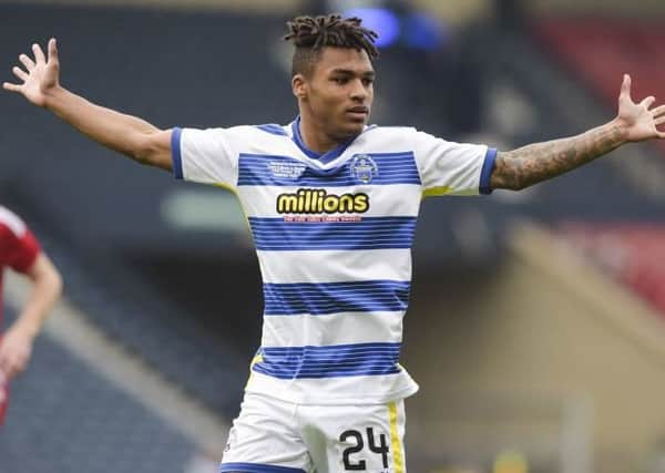 Jai Quitongo scored a sublime winner for Morton against Queen of the South. Picture: SNS Group
