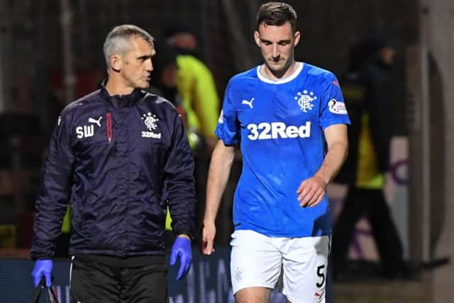 Lee Wallace is substituted after sustaining an injury in the 2-2 draw at Partick Thistle on Friday. Picture: SNS