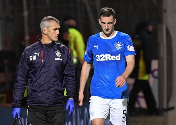 Lee Wallace is substituted after sustaining an injury in the 2-2 draw at Partick Thistle on Friday. Picture: SNS