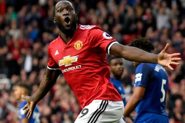 Romelu Lukaku celebrates scoring Manchester United's third g oal against former club Everton. Picture: Getty Images