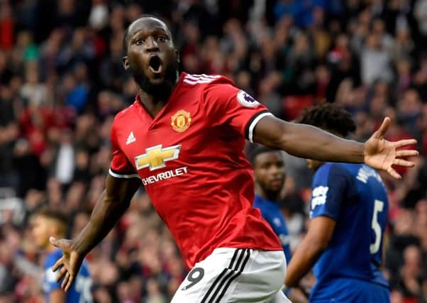Romelu Lukaku celebrates scoring Manchester United's third g oal against former club Everton. Picture: Getty Images