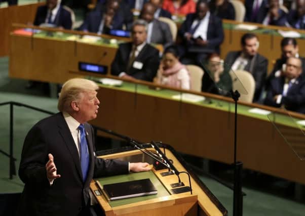 United States President Donald Trump addresses the United Nations General Assembly.