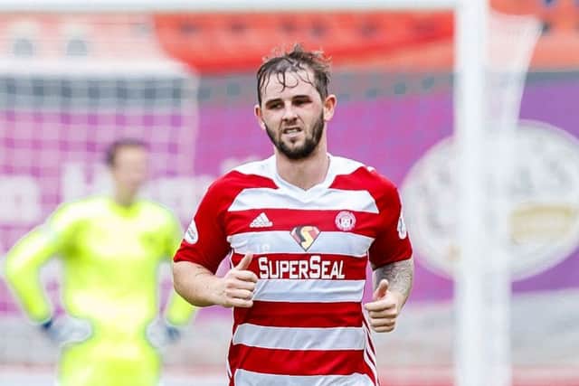 David Templeton in action for Hamilton against former club Hearts. Picture: SNS Group