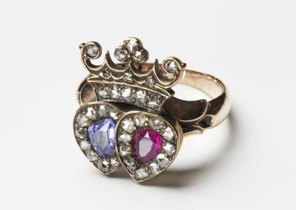 A ruby and sapphire ring gifted by Bonnie Prince Charlie to a female supporter is on show in Inverness. PIC: Inverness Museum and Art Gallery/Ewen Weatherspoon.