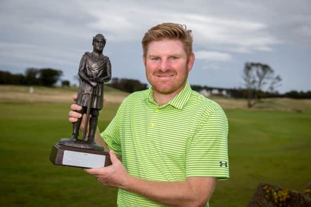 Gareth Wright celebrates following his victory in the P&H Championship at the Renaissance Club in East Lothian. Picture: Kenny Smith