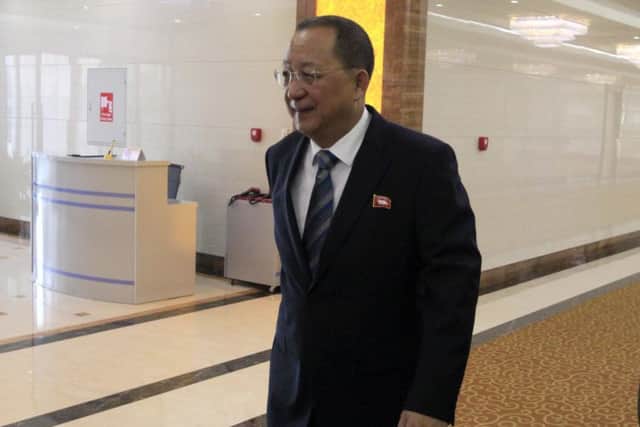 North Korean Foreign Minister Ri Yong Ho at Pyongyang Airport. Picture: AP