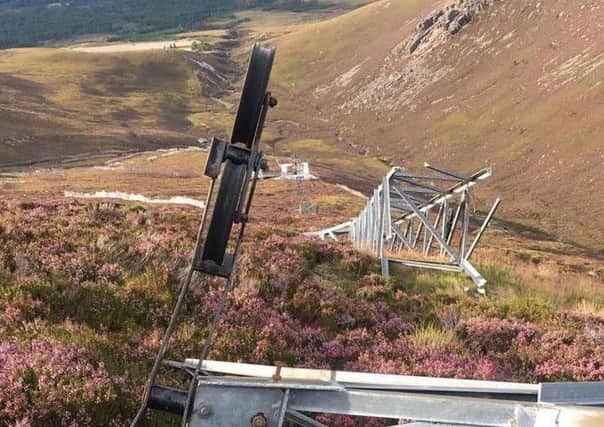 "Felled" chairlift towers waiting to be removed from Coire na Ciste, part of the CairnGorm Mountain ski area PIC: PIC: Alan McKay