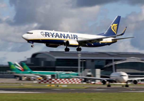 A Ryanair plane takes off from Dublin Airport on September 21, 2017. 
Ryanair chief executive Michael O'Leary on September 21, 2017, said he could not rule out axing more flights, but added any additional cancellations would not be linked to ongoing pilot roster problems. / AFP PHOTO / Paul FAITHPAUL FAITH/AFP/Getty Images