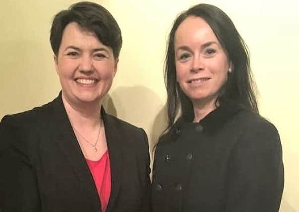 Ruth Davidson with Kathleen Leslie, who posted offensive comments online