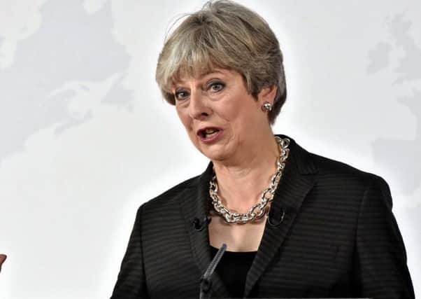 Theresa May is speaking at the Bank of England