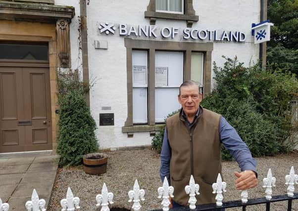 Campaigner Michael Baird at the recently closed Bank of Scotland branch in Bonar Bridge. Picture: contributed