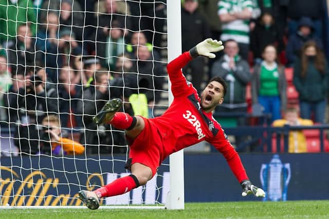 Wes Foderingham watches Tom Rogic's penalty sail over the crossbar in the 2016 Scottish Cup semi-final. Picture: John Devlin
