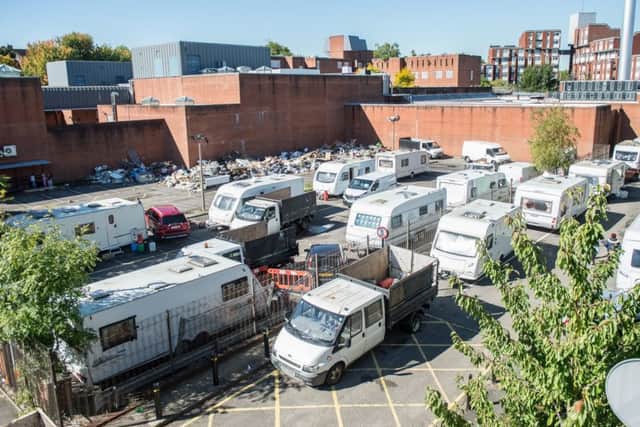 Travellers that have moved on to Holloway Prison grounds and have started to dump lorry loads of commercial waste on to the site. Picture: SWNS