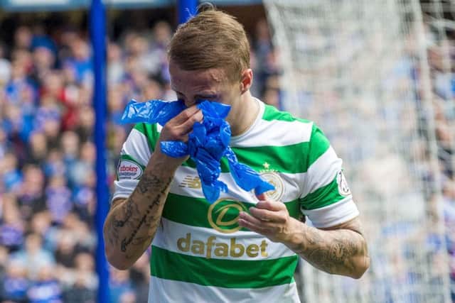 Celtic's Leigh Griffiths blowing his nose. Picture: SNS/Bill Murray
