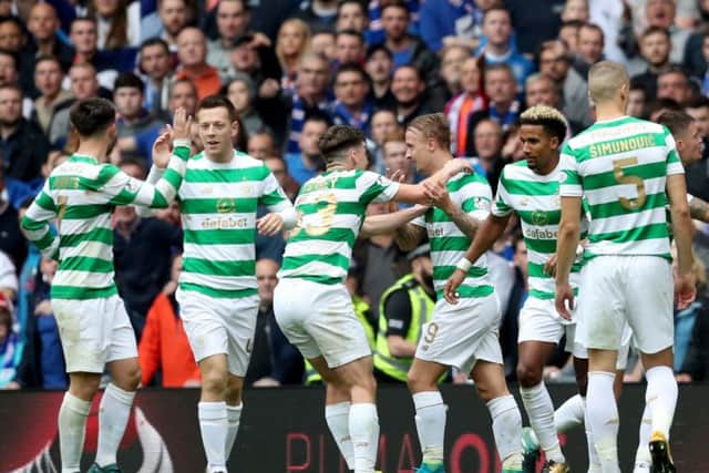 Celtic celebrate Leigh Griffiths' goal. Picture: Jane Barlow/PA Wire.