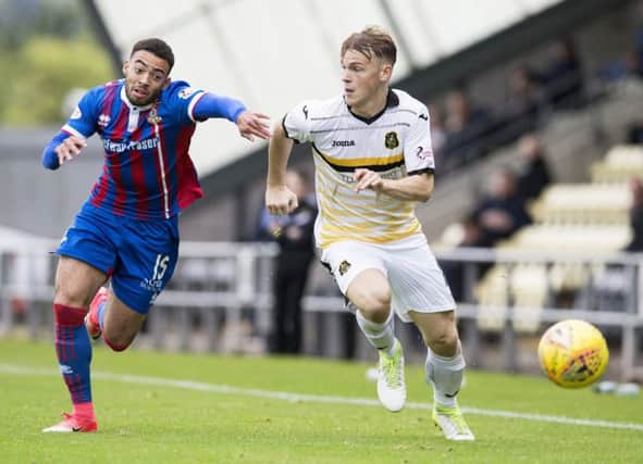Inverness CT's Jake Mulraney and Dumbarton's Sam Wardrop. Picture: SNS/Bruce White