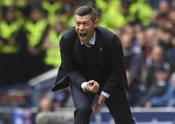 Rangers manager Pedro Caixinha yells at his players from the Ibrox technical area. Picture: Craig Williamson/SNS