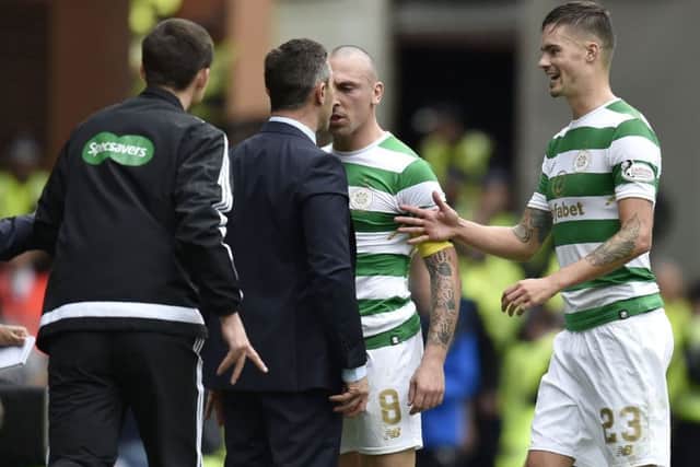 The incident enraged Rangers boss Pedro Caixinha who confronted Scott Brown. Picture: SNS