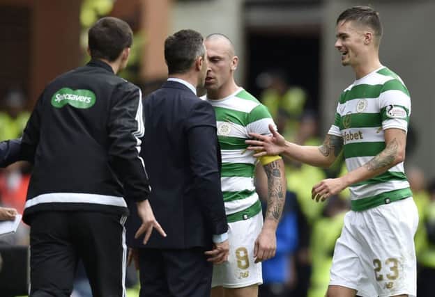 The incident enraged Rangers boss Pedro Caixinha who confronted Scott Brown. Picture: SNS