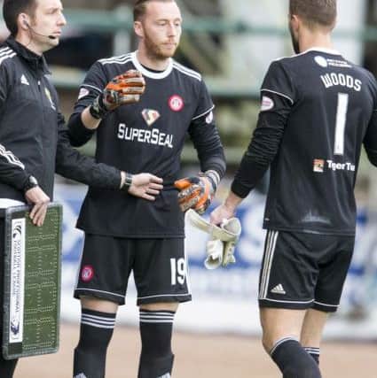 Woods was replaced by Darren Jamieson at the weekend, with the former Livingston 'keeper making his Accies debut. Picture: SNS Group