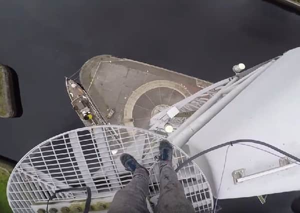Looking down from the top of Glasgow Tower.