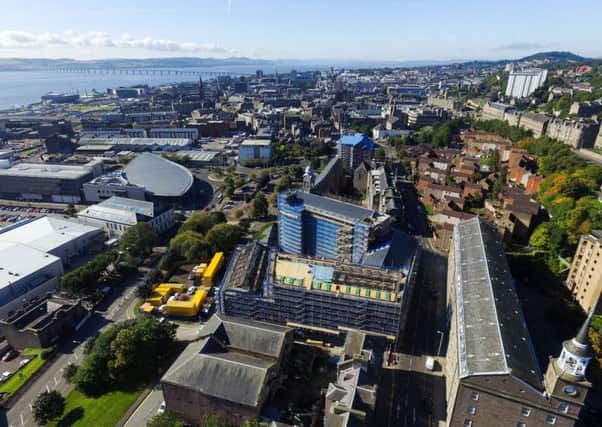 A drone's eye view of the Indigo Hotel and Staybridge Suites in Dundee. Picture: Contributed