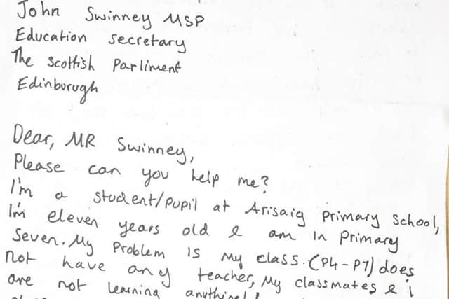A copy of the letter sent to Education Secretary John Swinney. Picture: Greg Macvean