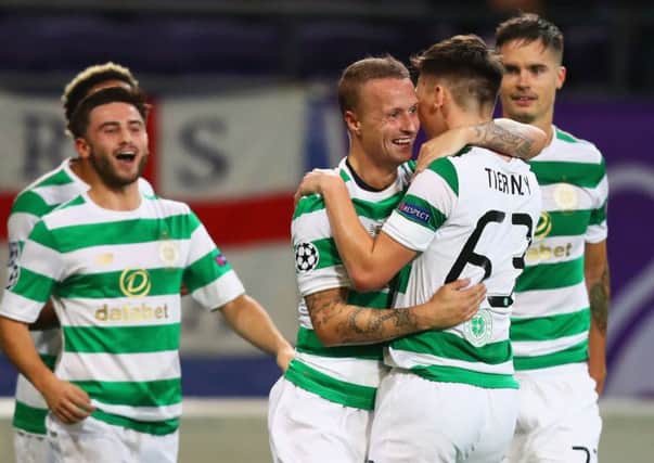 Leigh Griffiths celebrates the goal which sparked Celtic's impressive 3-0 Champions League victory against Anderlecht. Picture: Dean Mouhtaropoulos/Getty Images