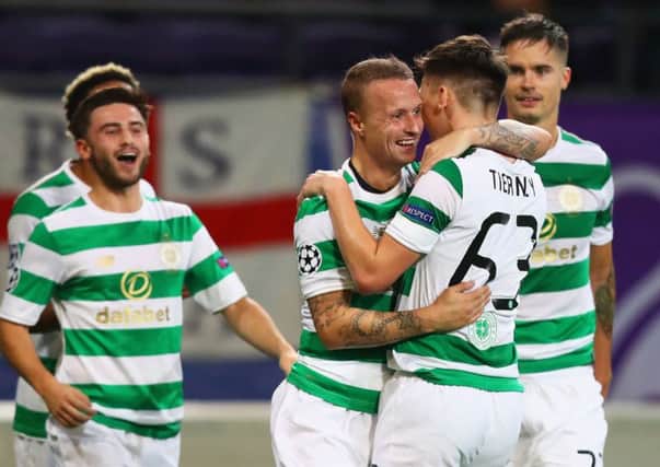 Leigh Griffiths celebrates the goal which sparked Celtic's impressive 3-0 Champions League victory against Anderlecht.  Picture: Dean Mouhtaropoulos/Getty Images