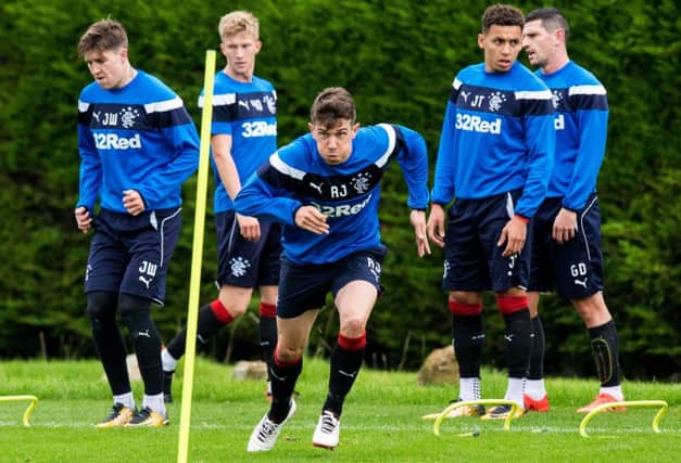 Rangers' first-team stars in training. Picture: SNS