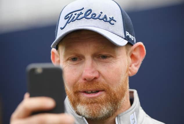 Stephen Gallacher posts a message about his quick round on social media after the third round of the British Masters at Close House. Picture: Getty Images
