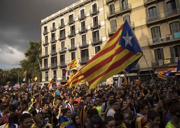 Students gather as they demonstrate against the position of the Spanish government to ban the self-determination referendum of Catalonia. Picture; Getty