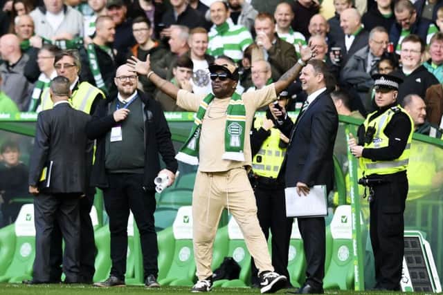 Coolio greets the Celtic support at half time. Picture: SNS GrouP
