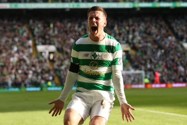 Callum McGregor wheels away after equalising with his second goal of the afternoon to preserve Celtic's unbeaten run. Picture: Getty Images