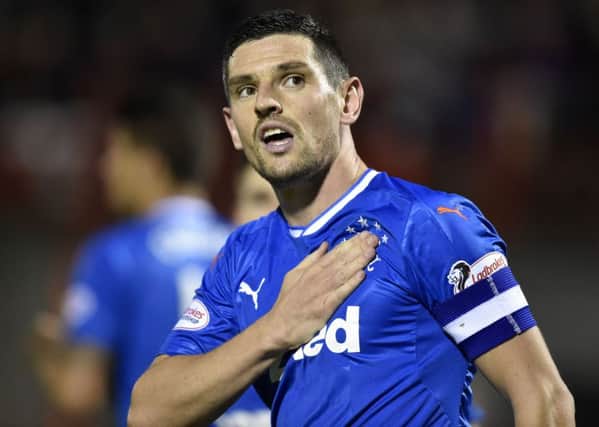 Graham Dorrans celebrates his goal against Hamilton - the former Scotland midfielder has been praised by manager Pedro Caixinha. Picture: SNS Group
