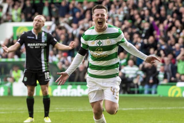 Callum McGregor celebrates his equalising goal for Celtic. Picture: Craig Williamson/SNS