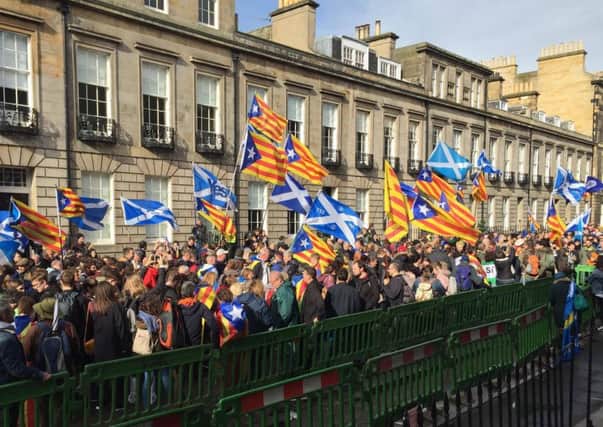 The protest on Alva Street in Edinburgh's West End. Picture: James Delaney