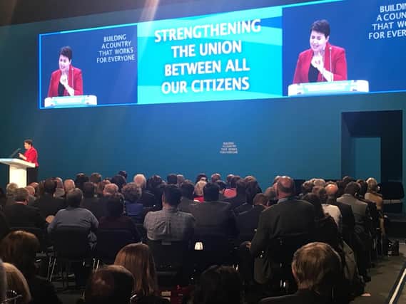 Scottish Conservative leader Ruth Davidson speaking in Manchester