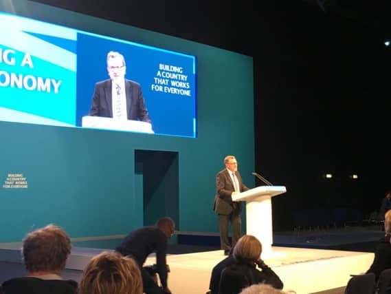 Scottish Secretary David Mundell speaks at the Conservative Party conference in Manchester