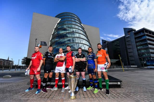 Stuart Hogg, fifth from left, attended yesterday's launch of the European Champions Cup. Picture: Sportsfile via Getty Images)