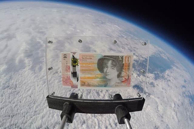 RBS's new ten pound note, featuring Scottish astronomer Mary Somerville, which was sent into space. Picture: RBS