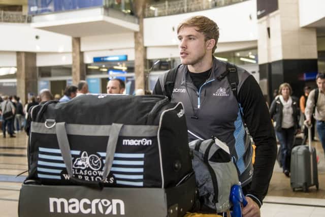 Jonny Gray arrives in South Africa with his Glasgow Warriors team-mates. Picture: Cornel van Heerden / Sportzpics